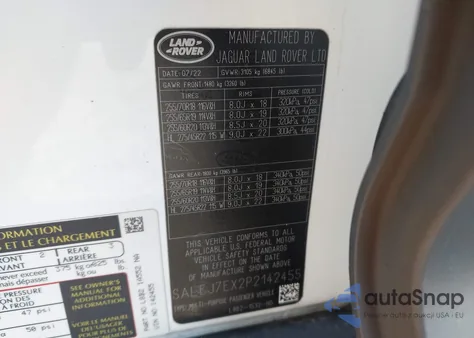 2023 Land Rover Defender 110 S z USA, uszkodzony, nr VIN SALEJ7EX2P2142455